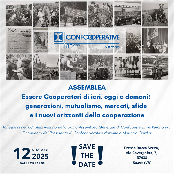 Assemblea per l’80esimo anniversario di Confcooperative Verona